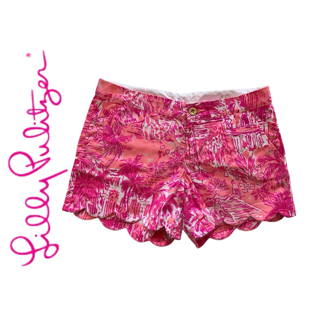 Lilly Pulitzer Hot Pink Scenic Print Buttercup Shorts